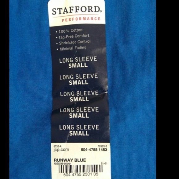 Stafford Runway Blue Long Sleeve Shirt Size S NEW - Picture 4 of 8